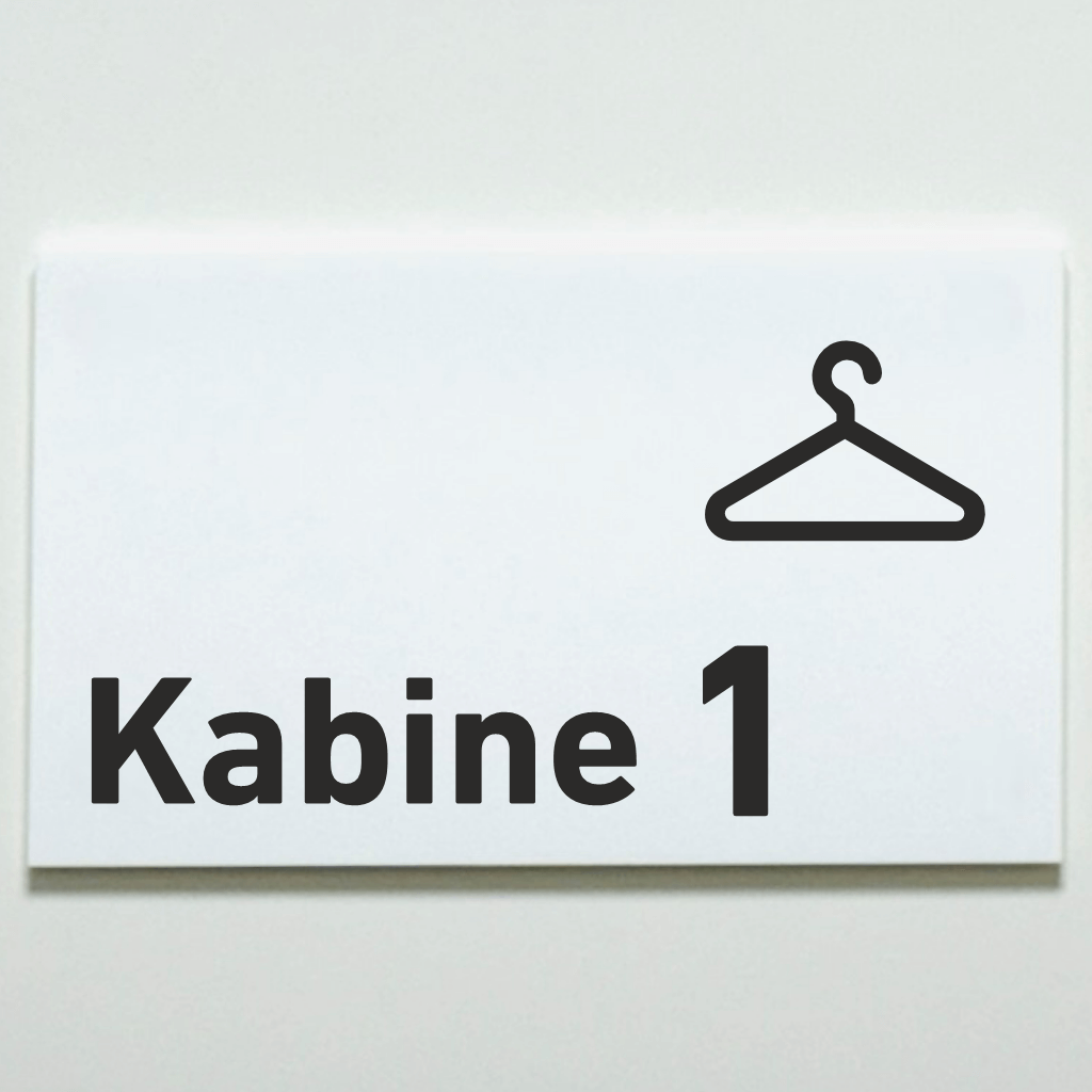 Kabine 1-4 - Praxisschild Acrylglas / Folienaufkleber in 130 x 200 mm zum Kleben