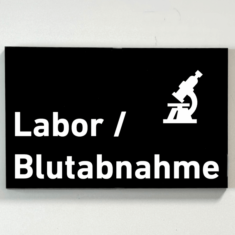 Praxisschild Acrylglas / Folienaufkleber Labor/Blutabnahme zum Kleben