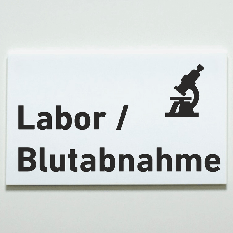 Praxisschild Acrylglas / Folienaufkleber Labor/Blutabnahme zum Kleben
