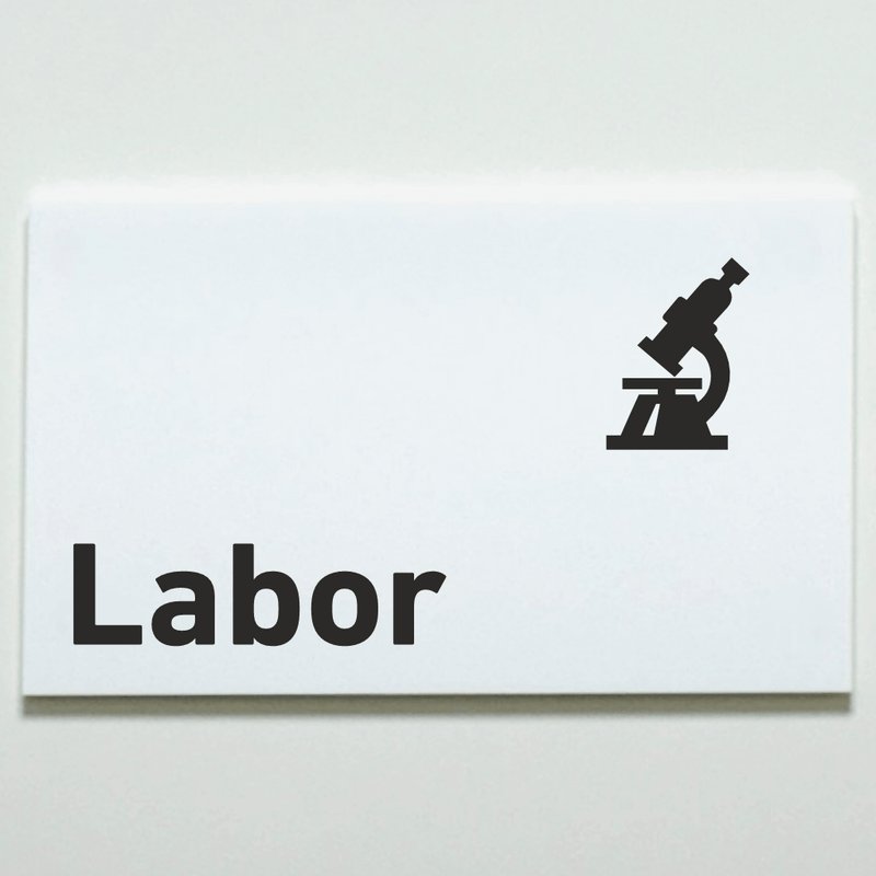 Schild für Ihre Praxis aus Acrylglas / Folie Labor zum Kleben