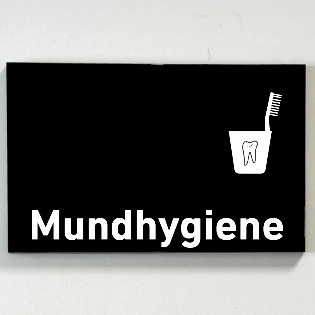 Schild für Ihre Praxis aus Acrylglas / Folienaufkleber Mundhygiene  in 130 x 200 mm zum Kleben