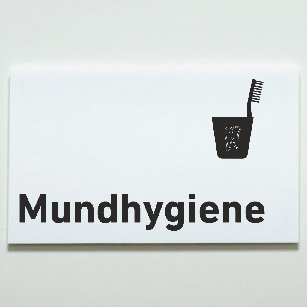 Schild für Ihre Praxis aus Acrylglas / Folienaufkleber Mundhygiene  in 130 x 200 mm zum Kleben