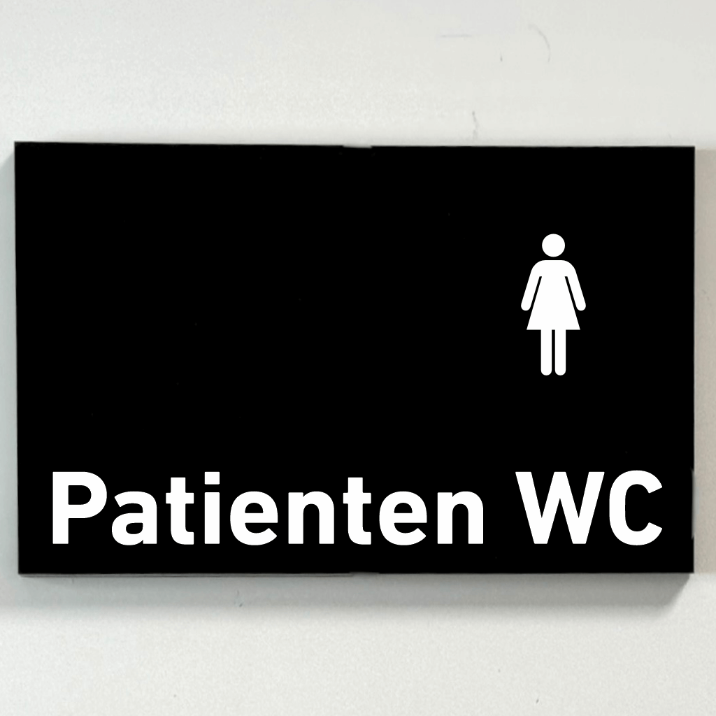 Patienten WC Damen - Praxisschild aus Acryl / Folie in 130 x 200 mm zum Kleben