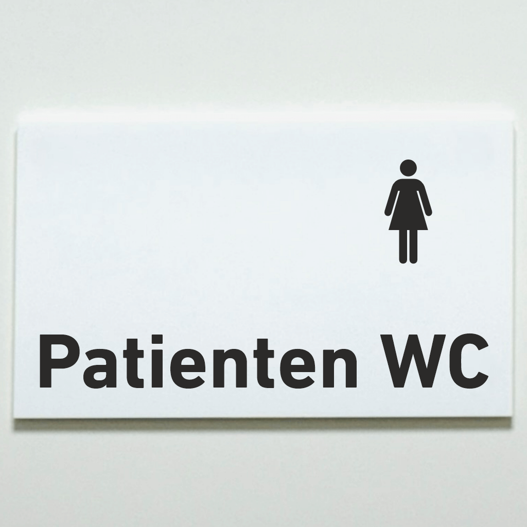 Patienten WC Damen - Praxisschild aus Acryl / Folie in 130 x 200 mm zum Kleben