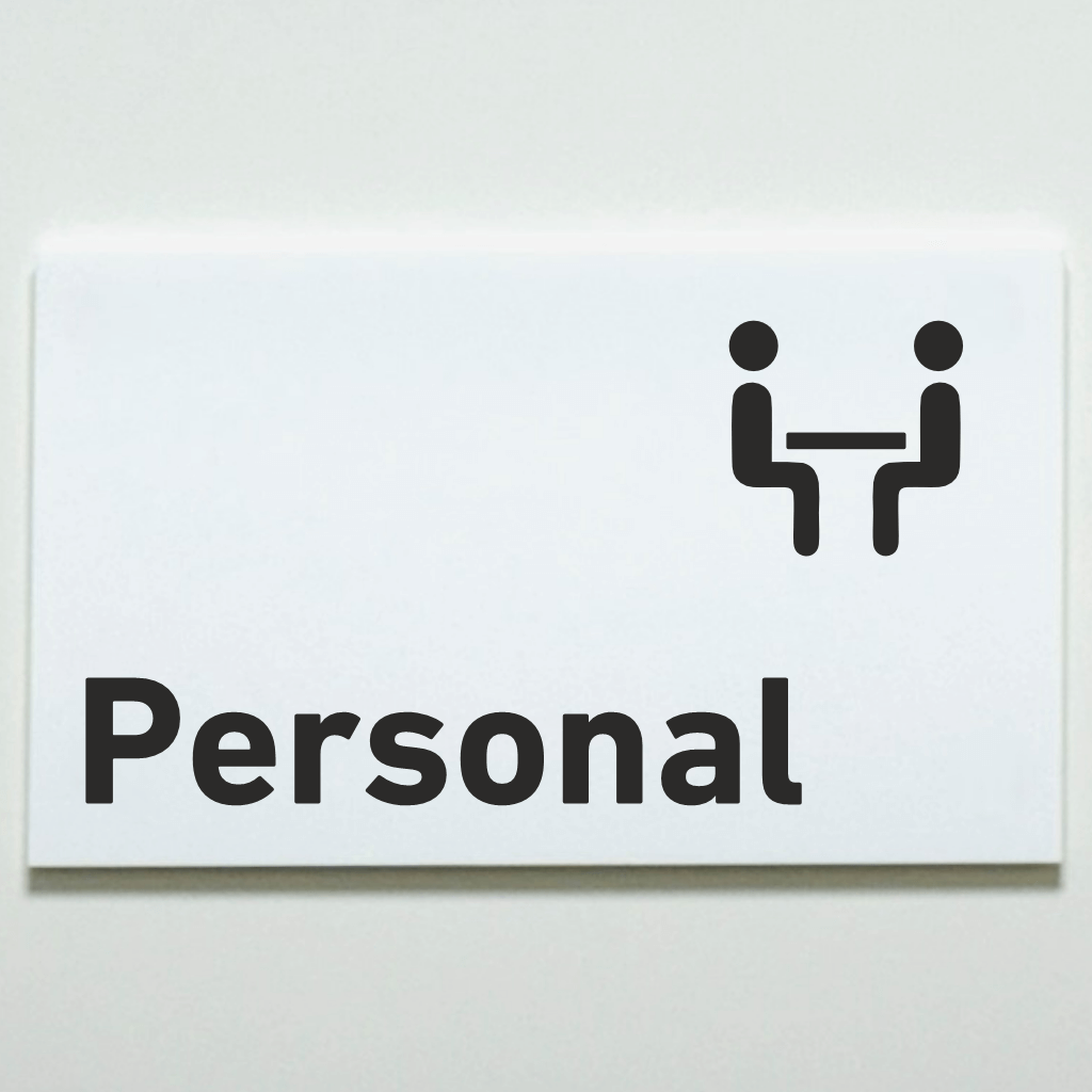 Praxisschild  aus Acryl oder Folie Personal zum Kleben