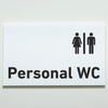 PERSONAL WC - Praxisschild aus Acrylglas / Folie in 130 x 200 mm zum Kleben