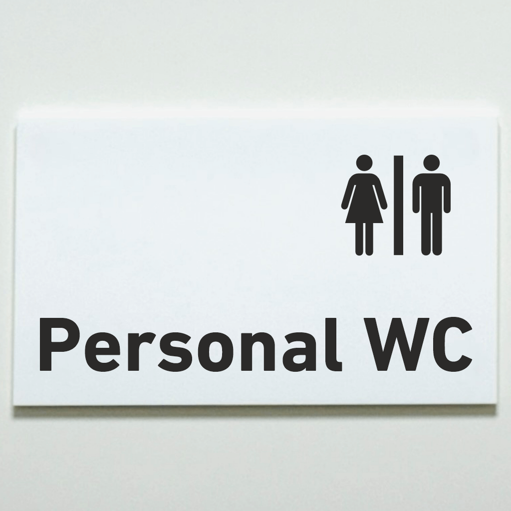 PERSONAL WC - Praxisschild aus Acrylglas / Folie in 130 x 200 mm zum Kleben