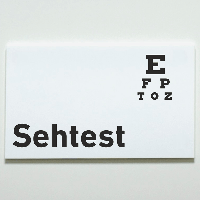 Türschilder für Ihre Praxis aus Acryl oder Folie Sehtest zum Kleben