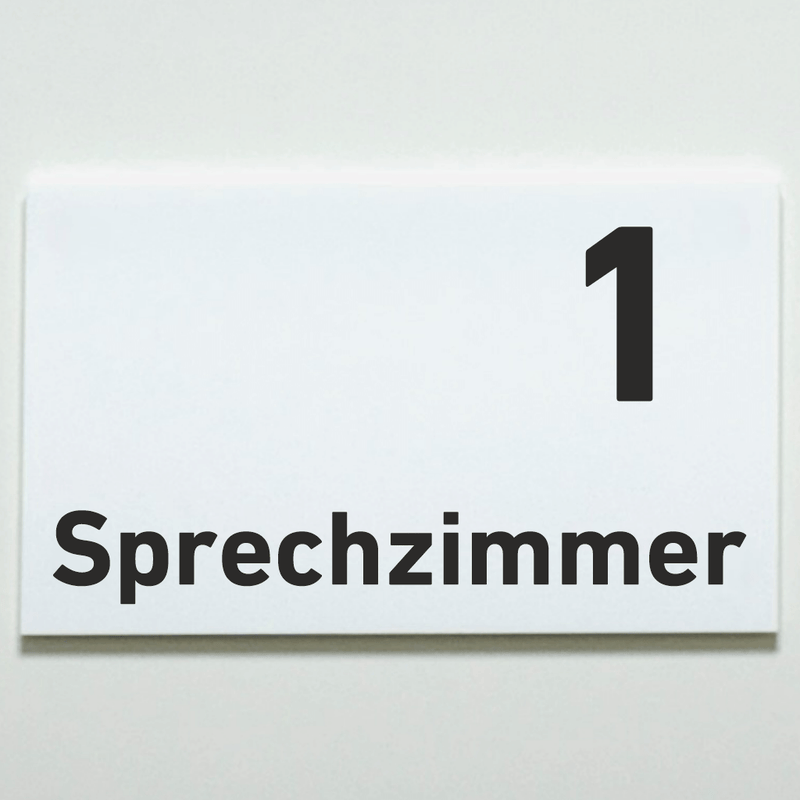Praxisschild Acrylglas / Folienaufkleber Sprechzimmer 1-9 zum Kleben