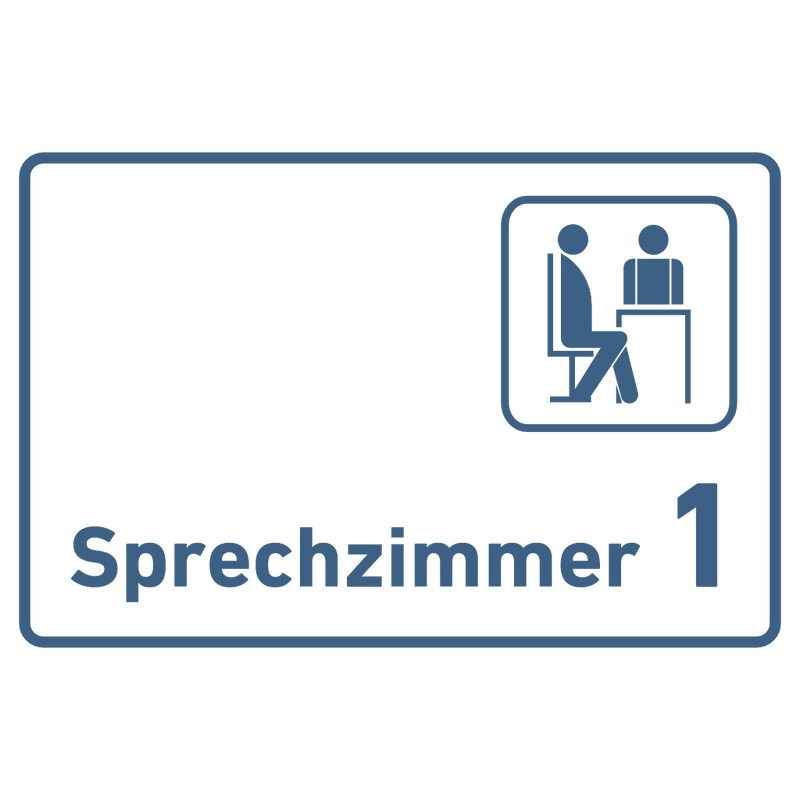 Praxisschild Acrylglas / Folienaufkleber Sprechzimmer 1-9 mit Piktogramm zum Kleben