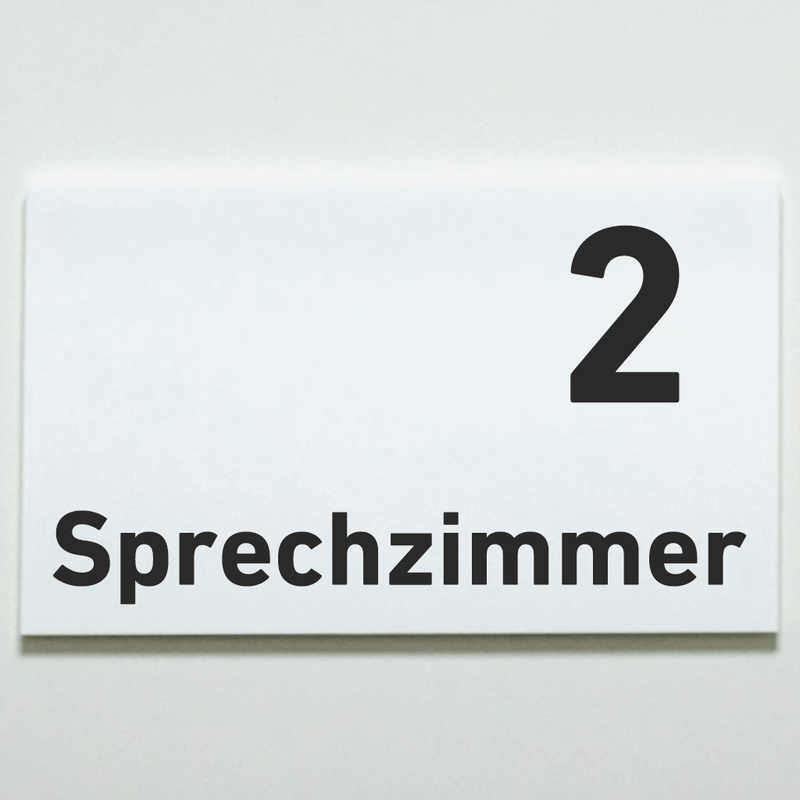 Praxisschild Acrylglas / Folienaufkleber Sprechzimmer 1-9 zum Kleben