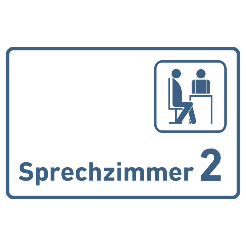 Praxisschild Acrylglas / Folienaufkleber Sprechzimmer 1-9 mit Piktogramm zum Kleben