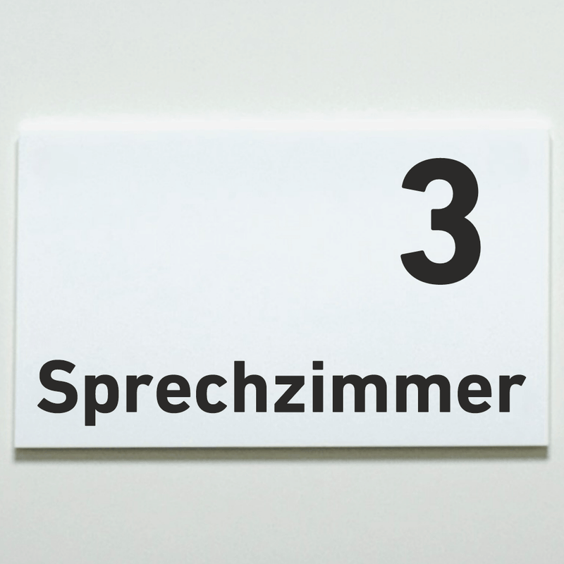 Praxisschild Acrylglas / Folienaufkleber Sprechzimmer 1-9 zum Kleben