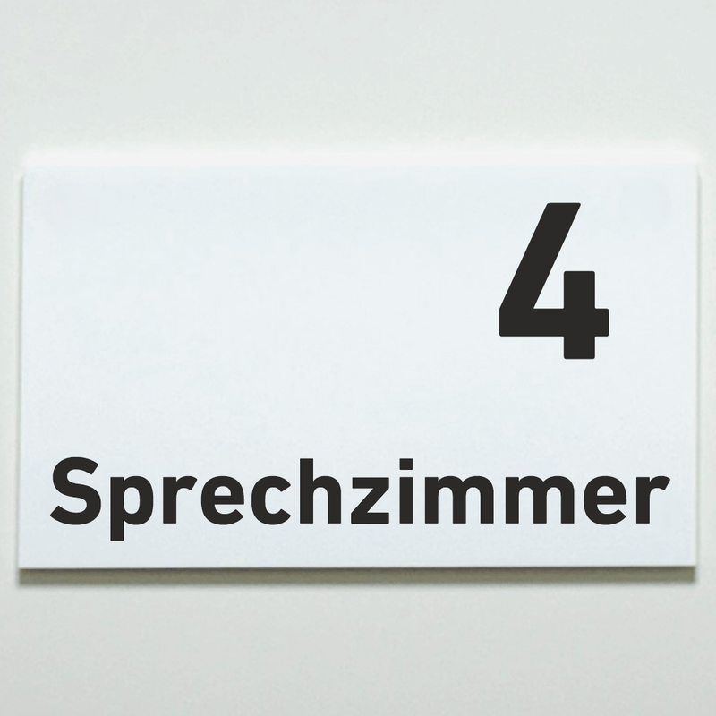 Praxisschild Acrylglas / Folienaufkleber Sprechzimmer 1-9 zum Kleben