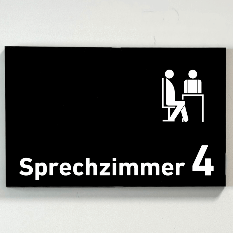 Praxisschild Acrylglas / Folienaufkleber Sprechzimmer 1-9 mit Piktogramm zum Kleben