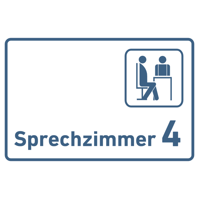 Praxisschild Acrylglas / Folienaufkleber Sprechzimmer 1-9 mit Piktogramm zum Kleben