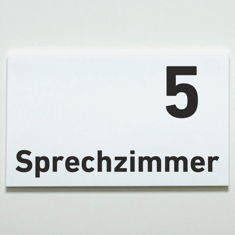 Praxisschild Acrylglas / Folienaufkleber Sprechzimmer 1-9 zum Kleben