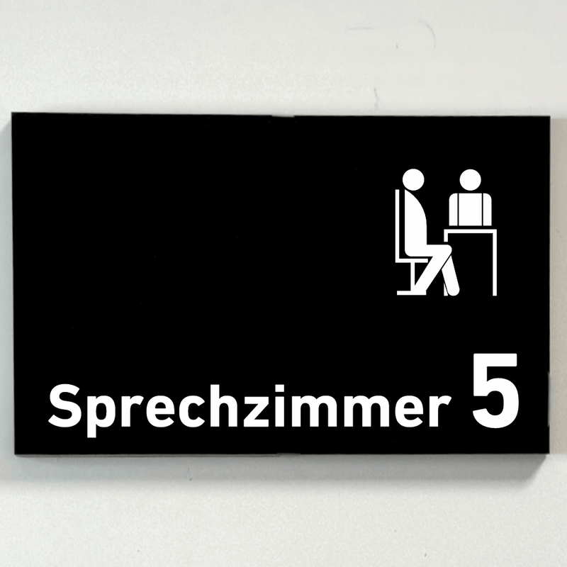 Praxisschild Acrylglas / Folienaufkleber Sprechzimmer 1-9 mit Piktogramm zum Kleben