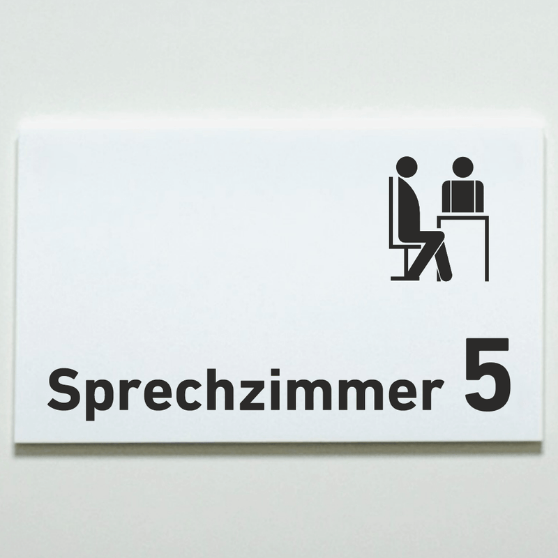 Praxisschild Acrylglas / Folienaufkleber Sprechzimmer 1-9 mit Piktogramm zum Kleben