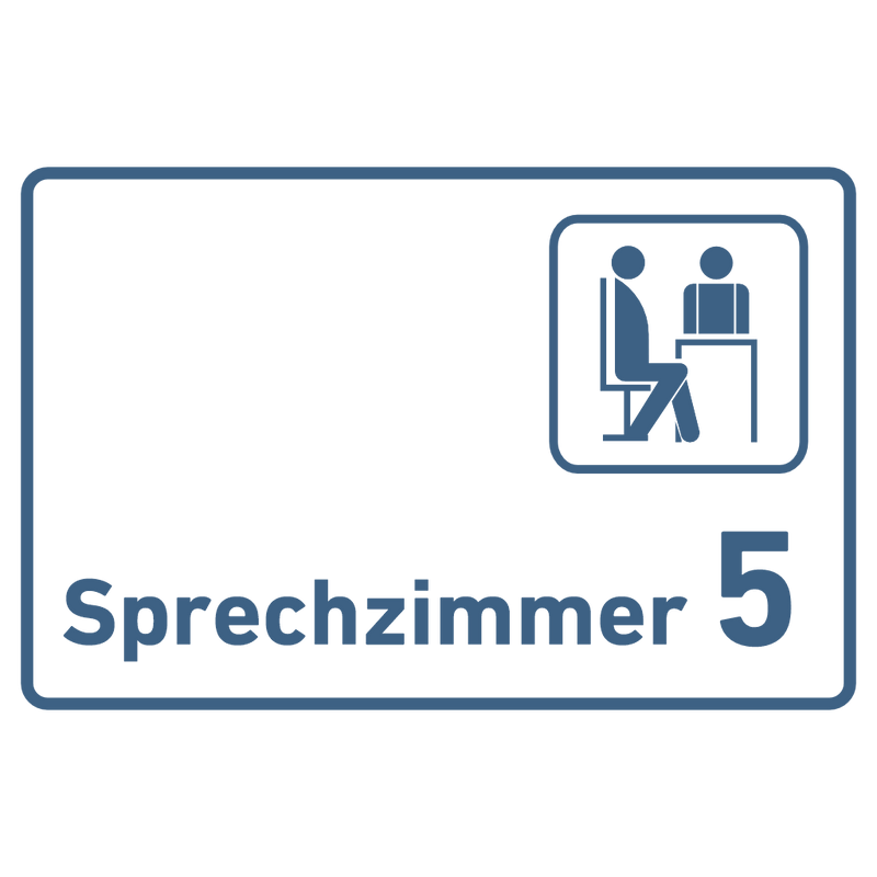 Praxisschild Acrylglas / Folienaufkleber Sprechzimmer 1-9 mit Piktogramm zum Kleben