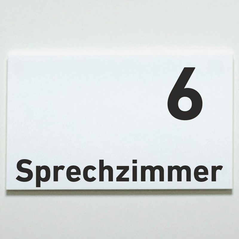 Praxisschild Acrylglas / Folienaufkleber Sprechzimmer 1-9 zum Kleben