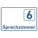 Praxisschild Acrylglas / Folienaufkleber Sprechzimmer 1-9 zum Kleben