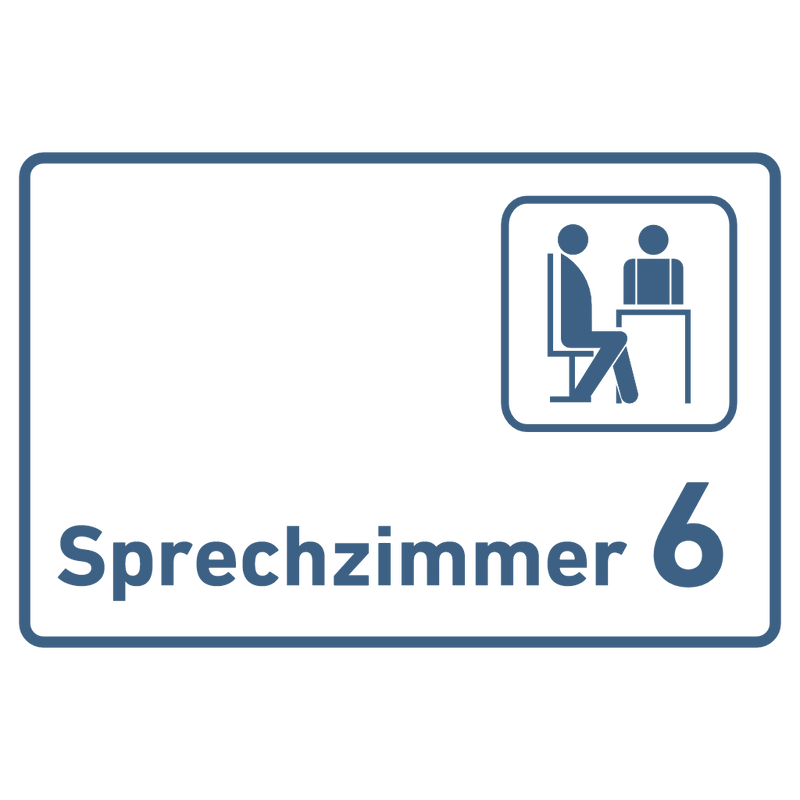 Praxisschild Acrylglas / Folienaufkleber Sprechzimmer 1-9 mit Piktogramm zum Kleben