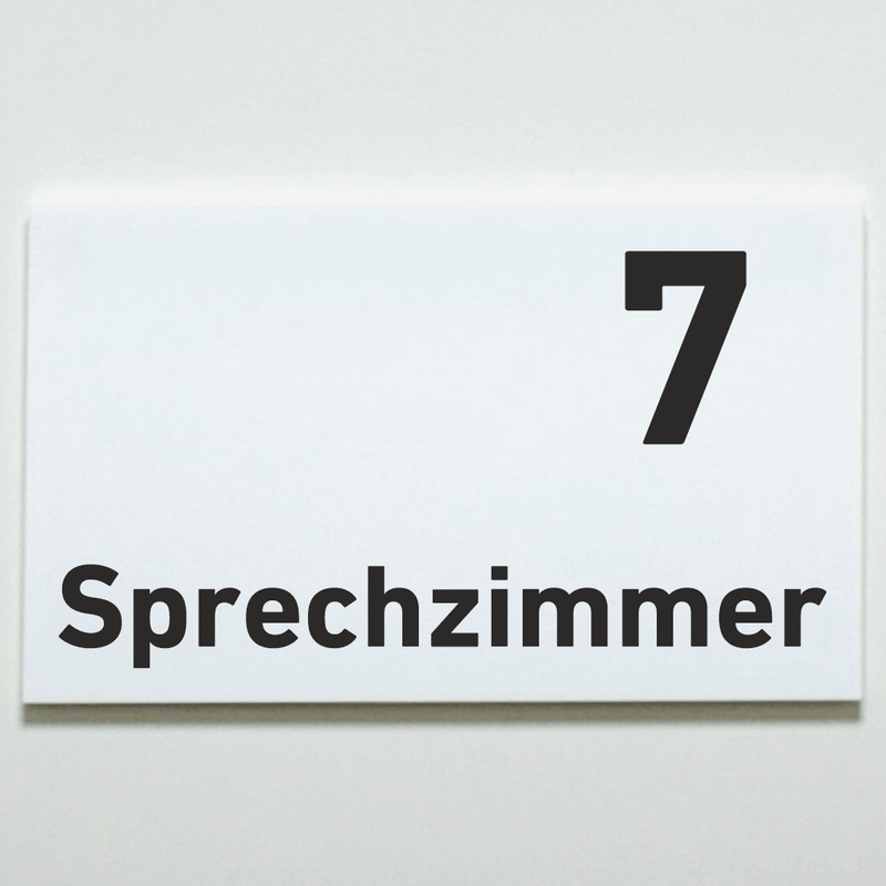 Praxisschild Acrylglas / Folienaufkleber Sprechzimmer 1-9 zum Kleben