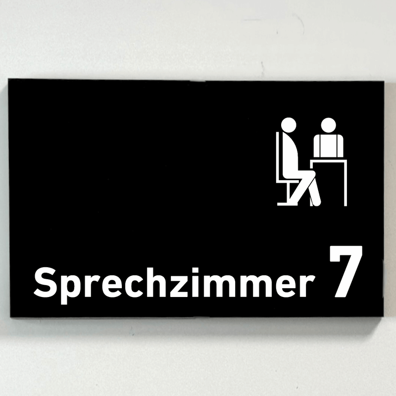 Praxisschild Acrylglas / Folienaufkleber Sprechzimmer 1-9 mit Piktogramm zum Kleben