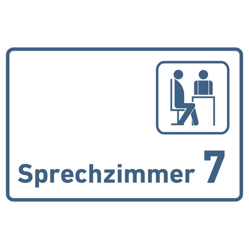 Praxisschild Acrylglas / Folienaufkleber Sprechzimmer 1-9 mit Piktogramm zum Kleben