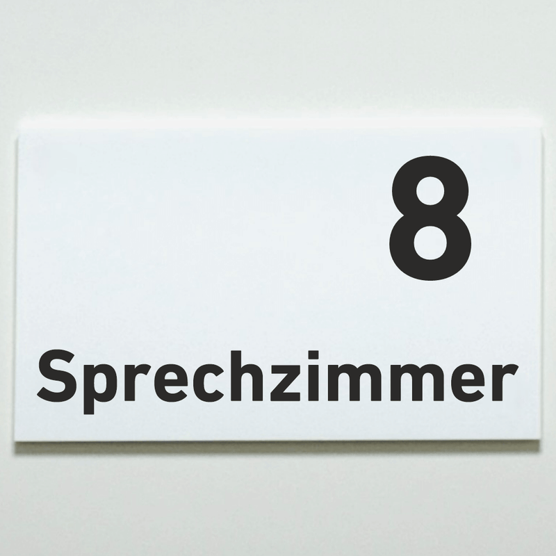 Praxisschild Acrylglas / Folienaufkleber Sprechzimmer 1-9 zum Kleben