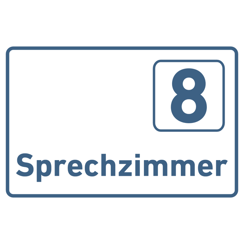 Praxisschild Acrylglas / Folienaufkleber Sprechzimmer 1-9 zum Kleben
