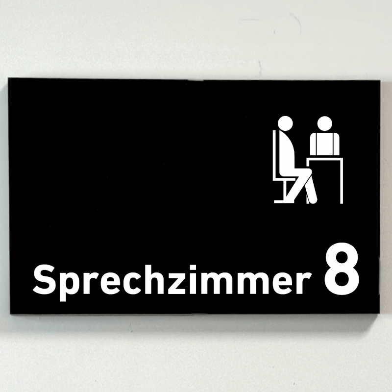 Praxisschild Acrylglas / Folienaufkleber Sprechzimmer 1-9 mit Piktogramm zum Kleben