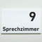 Praxisschild Acrylglas / Folienaufkleber Sprechzimmer 1-9 zum Kleben