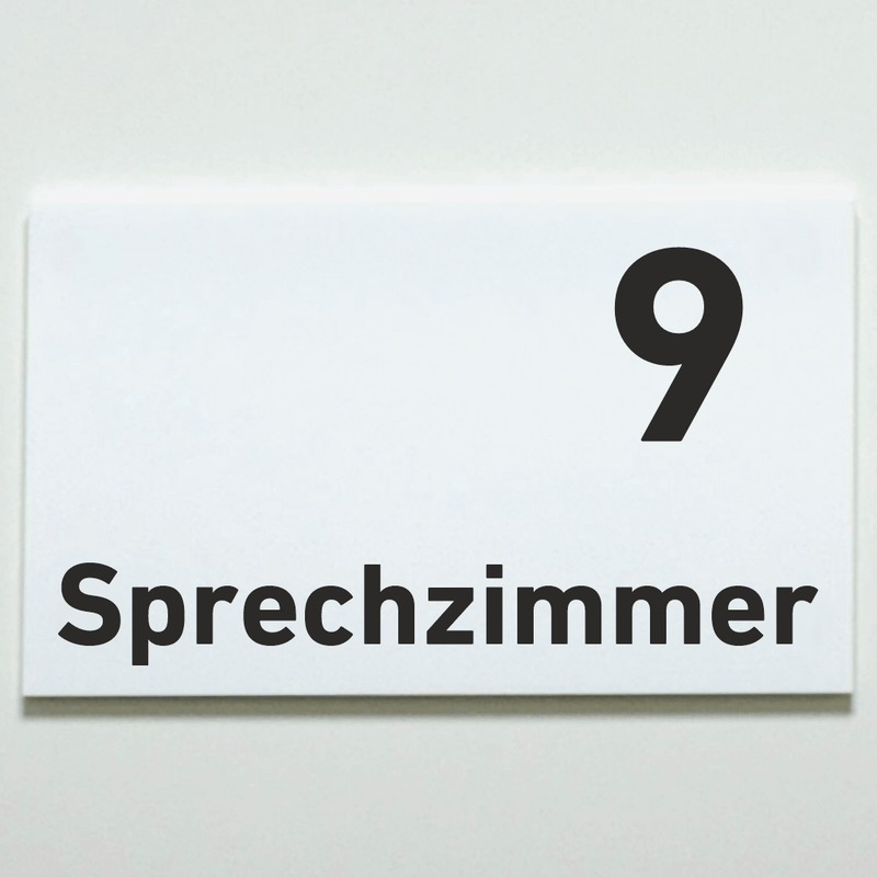 Praxisschild Acrylglas / Folienaufkleber Sprechzimmer 1-9 zum Kleben