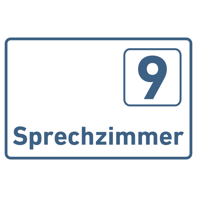 Praxisschild Acrylglas / Folienaufkleber Sprechzimmer 1-9 zum Kleben