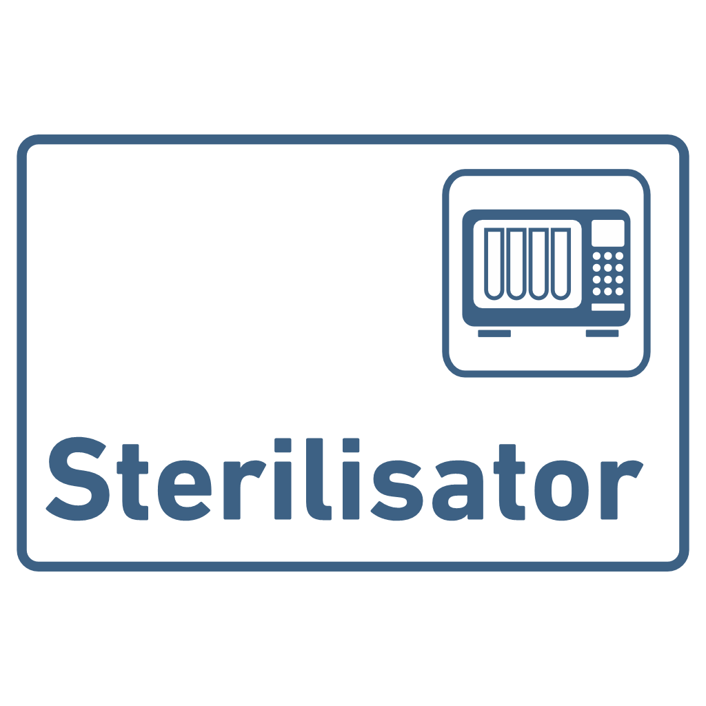 Sterilisator  - Schild für Ihre Praxis aus Acryl oder Folie  in 130 x 200 mm zum Kleben