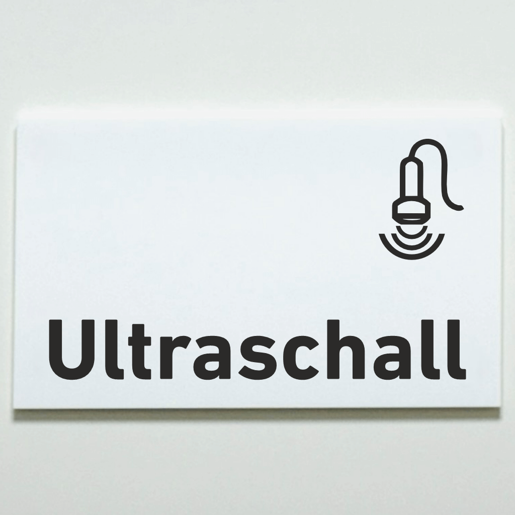 Schild für Ihre Praxis Acrylglas / Folienaufkleber Ultraschall  in 130 x 200 mm zum Kleben