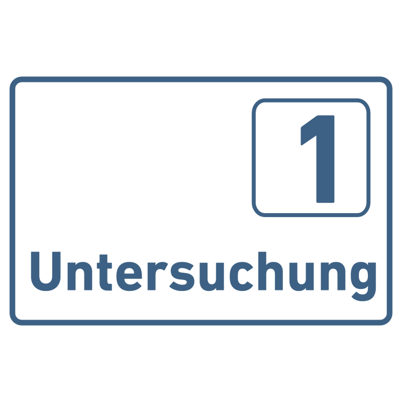 Praxisschild Acrylglas / Folienaufkleber Untersuchung 1-9 zum Kleben