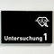 Praxisschild Acrylglas / Folienaufkleber Untersuchung 1-9 mit Piktogramm Arzt zum Kleben