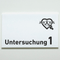 Praxisschild Acrylglas / Folienaufkleber Untersuchung 1-9 mit Piktogramm Arzt zum Kleben