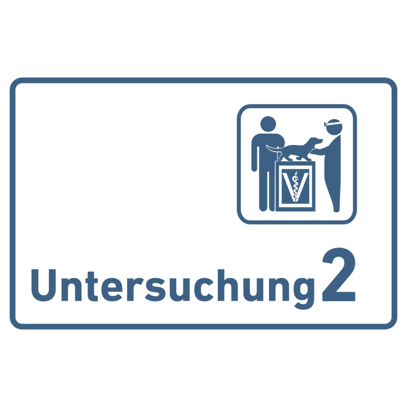 Praxisschild Acrylglas / Folienaufkleber Untersuchung 1-9 mit Piktogramm Tierarzt zum Kleben (Kopie)