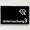 Praxisschild Acrylglas / Folienaufkleber Untersuchung 1-9 mit Piktogramm Arzt zum Kleben