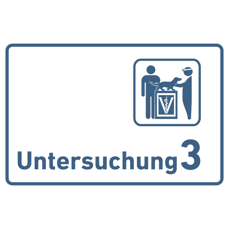 Praxisschild Acrylglas / Folienaufkleber Untersuchung 1-9 mit Piktogramm Tierarzt zum Kleben (Kopie)