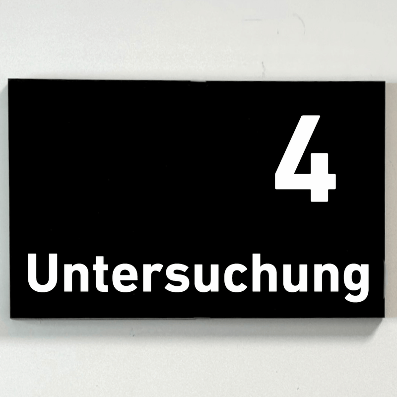 Praxisschild Acrylglas / Folienaufkleber Untersuchung 1-9 zum Kleben
