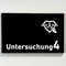 Praxisschild Acrylglas / Folienaufkleber Untersuchung 1-9 mit Piktogramm Arzt zum Kleben