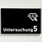 Praxisschild Acrylglas / Folienaufkleber Untersuchung 1-9 mit Piktogramm Arzt zum Kleben
