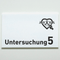 Praxisschild Acrylglas / Folienaufkleber Untersuchung 1-9 mit Piktogramm Arzt zum Kleben