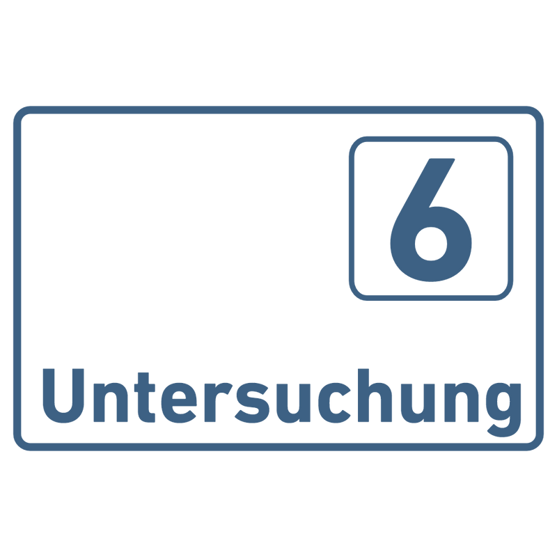 Praxisschild Acrylglas / Folienaufkleber Untersuchung 1-9 zum Kleben