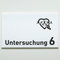 Praxisschild Acrylglas / Folienaufkleber Untersuchung 1-9 mit Piktogramm Arzt zum Kleben